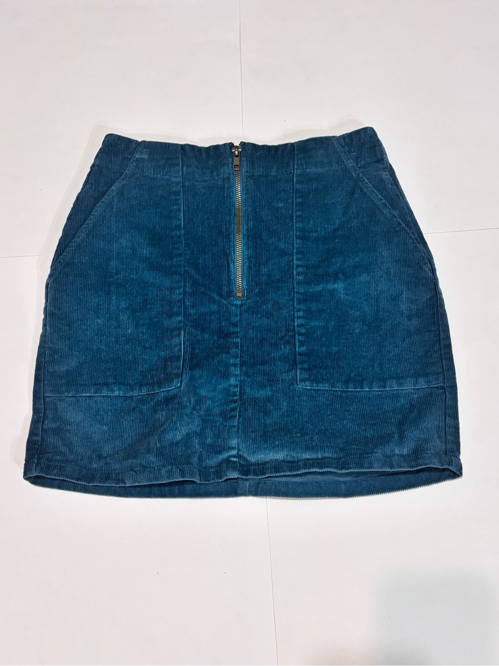 wild fable Teal Corduroy Zip-Front Mini Skirt